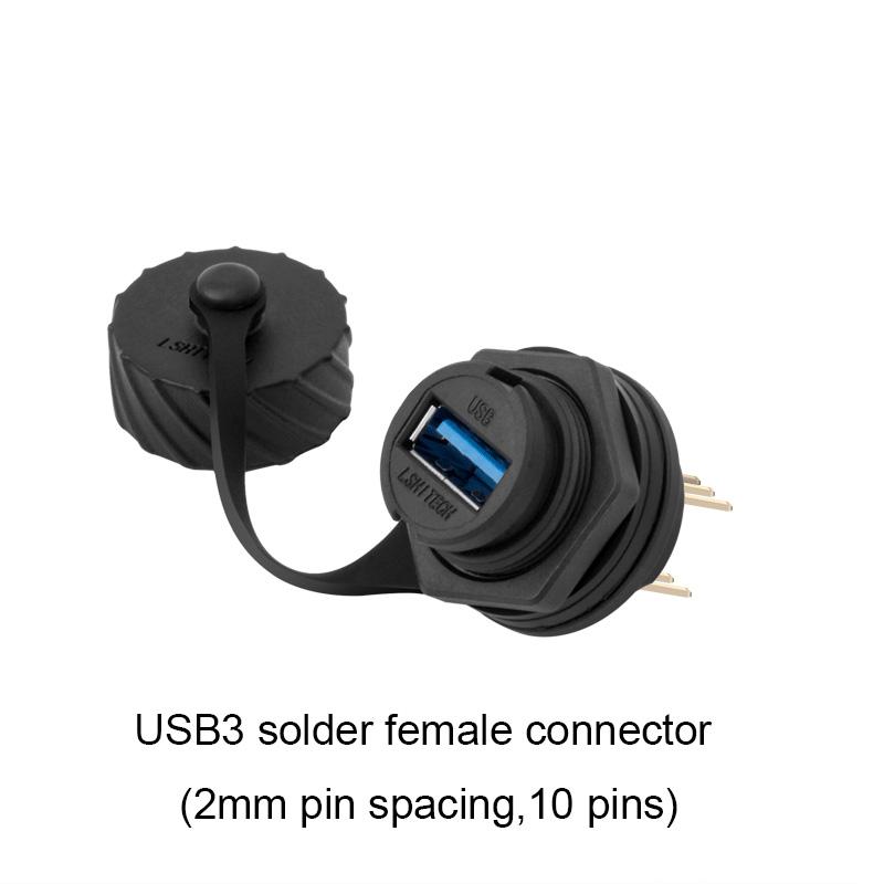 M20 M25 Bayonet Screw USB 3.0 Type C Micro-USB Panel Mount IP68 Waterproof USB Connector Cable