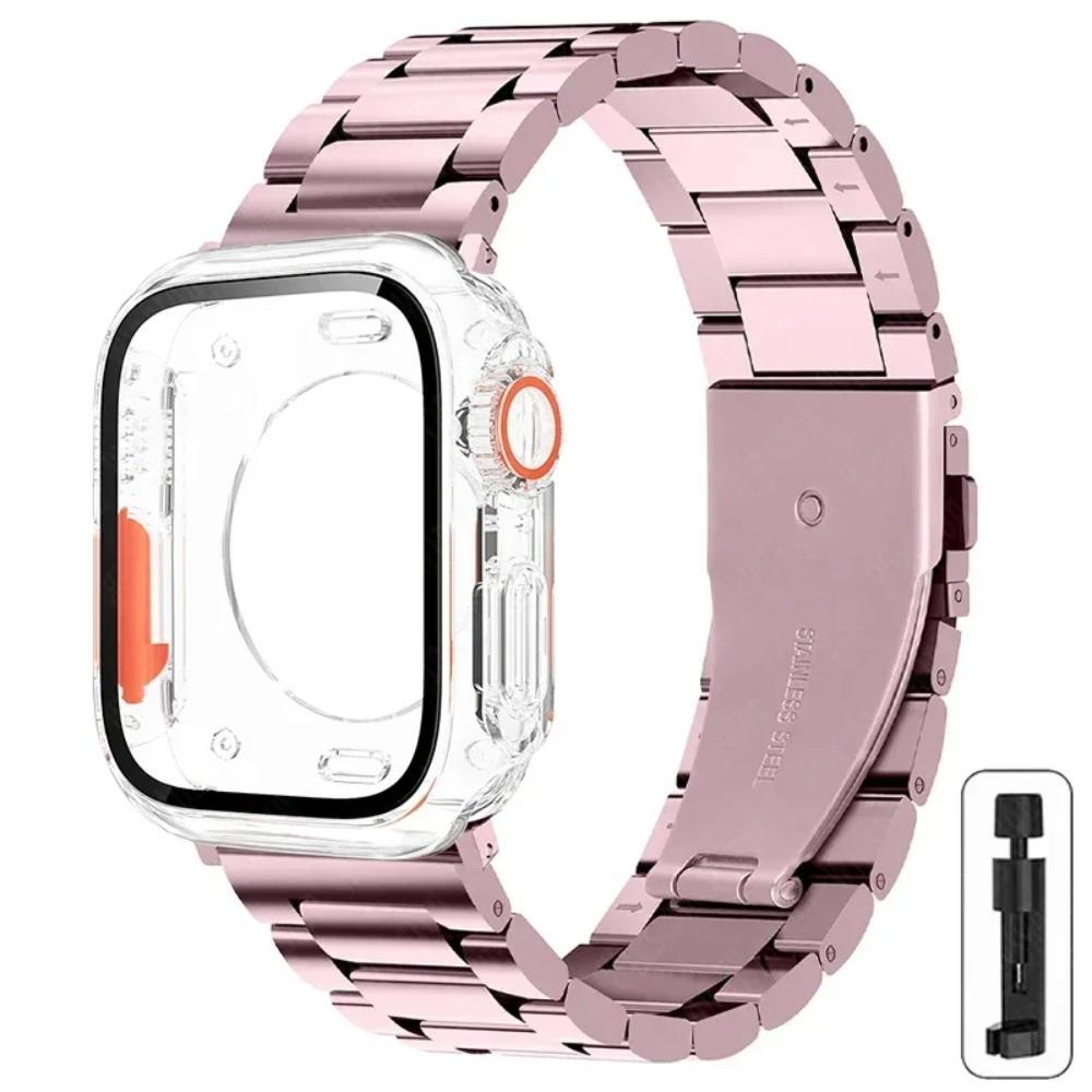 Strap+Case for Apple Watch 11 10 42mm 46mm 9 8 7 41mm 45mm Metal Band PC Case For  iWatch Series 6 5 4 SE 40mm 44mm Watchband