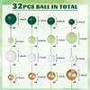 Green Gold and White Ball Cake Topper Decorations 32PCS Mini Balloons Cake Topper Sticks Foam Balls Cake Ball Cupcake Insert for Cake Baking Wedding