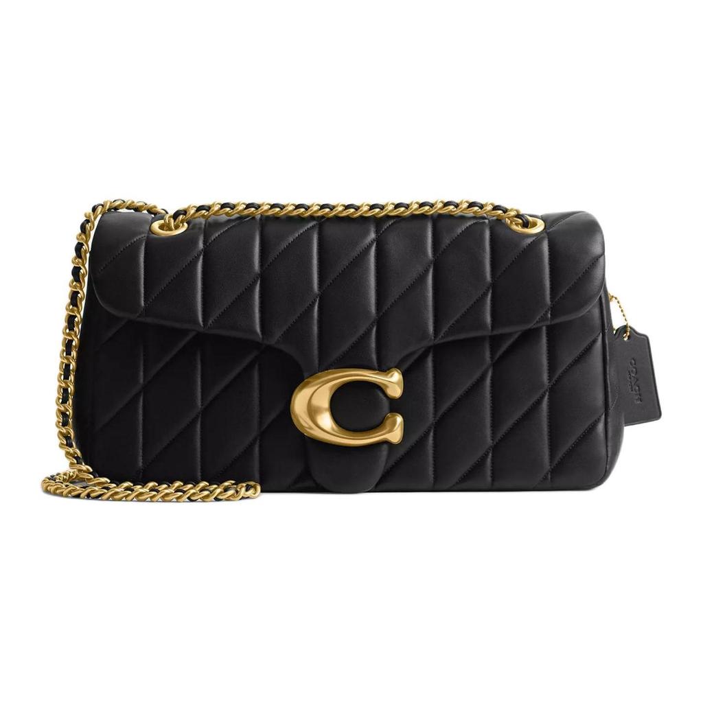 Coach Tabby 33 Quilted Tiger Stripe Push Lock Closure Napa Leather Crossbody Shoulder Bag Large Women bags Brass Black CP151-B4BK