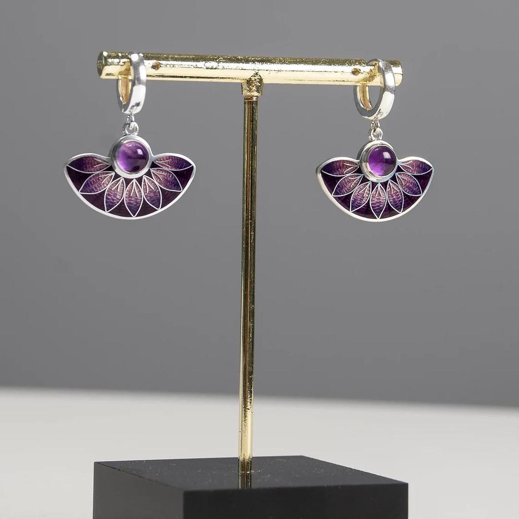 He Cheng Colorful Enamel Flower Tassel Dangle Earrings - Versatile Super Fairy Jewelry Exclusive