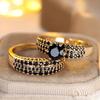 2 Pieces/set of Fashionable Black Color Zircon Inlaid Circular Rings, Luxurious Sparkling Bridal Wedding Party Zircon Gifts