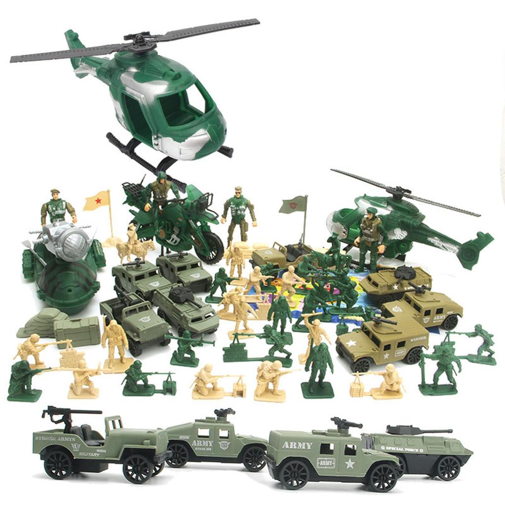 Realistic 48-Piece Vehicles Soldiers Model Toys Toy Model Fighters for Boys Military Men