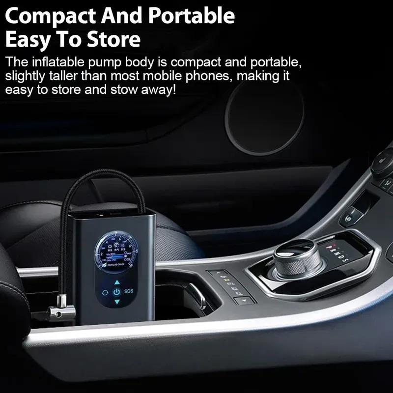 Portable Car Air Pump with Digital Pressure Gauge High-Precision LCD Display Electric Air Pump/Compressor Suitable Motorcycles