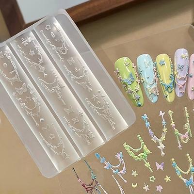 Bowknot Bead Chain Ribbon 3D Silicone Mold Nail Art Decorations Diy Design Silicone Nail Art Mold Template For Nail Charms