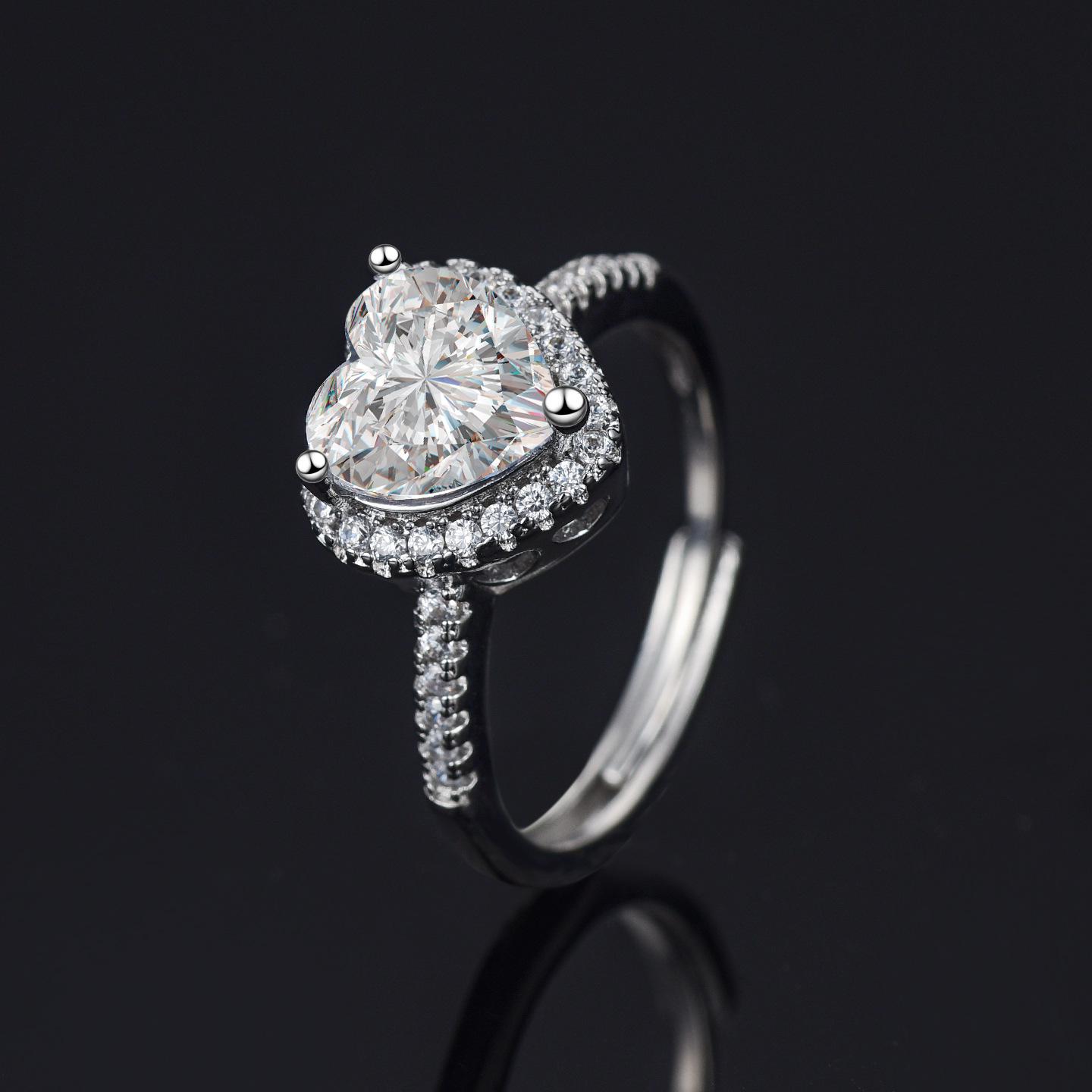 Heart-Shaped Ring - Women s High-End European & American Style, Luxury Imitation Diamond, Adjustable Engagement Ring. Adjustable