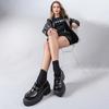 Britischer Stil Dicke Absätze Slipper Damenmode Slip-On Klobige Plateau-Pumps Frau Übergröße 35-42 PU-Leder Studentenschuhe