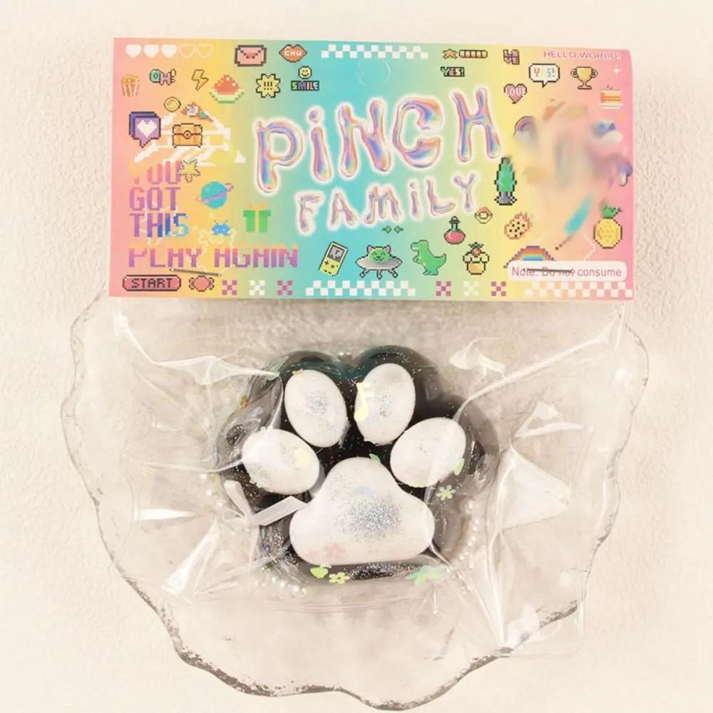 Cat Paw Mochi Taba Squishy Fidget Toy Antistress Black Cat Foot Slow Rebound Pinch Decompression Squeeze Toy Stress Relief Toy
