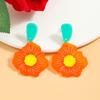 Cartoon cute flower plate earrings women's personality trend color matching acrylic earrings casual daily