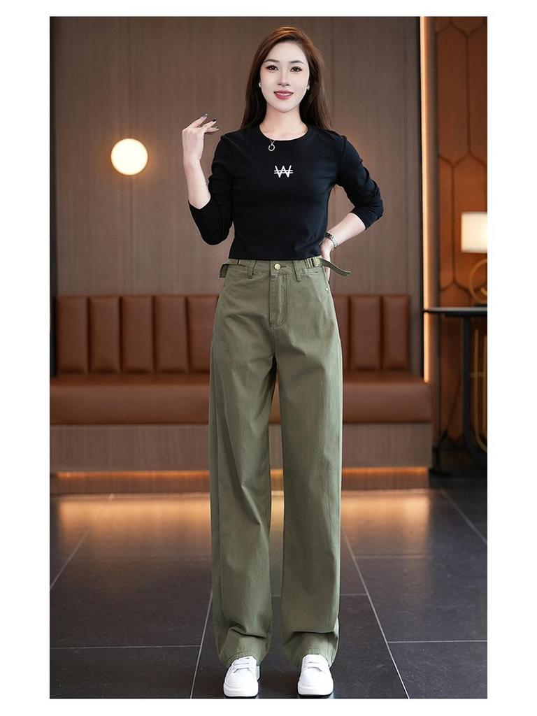 Trendy High-Waisted Wide-Leg Cargo Pants for Women - 2026 Spring/Autumn Slimming Retro Style