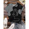 3D printed full body breathable printed round neck short-sleeved T-shirt spring and summer new women's short-sleeved tops