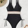 New Sexy One-piece Swimsuit Bikini Lace-up Wrinkled Color Scheme One-piece Swimsuit