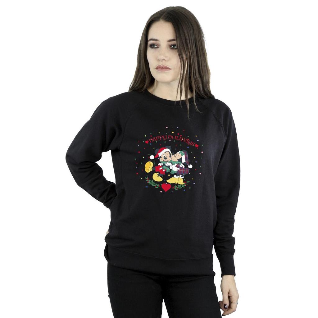 Disney Womens/Ladies Mickey Mouse Mickey Minnie Christmas Sweatshirt