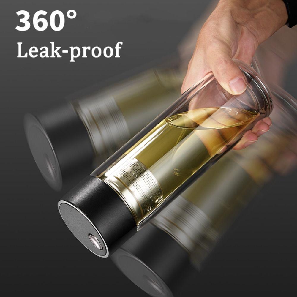 Double Wall Glass Tea Cup with Tea Infuser Insulated Glass Water Bottle 500ml Stainless Steel Filter Tea Bottle Kitchen Supplies
