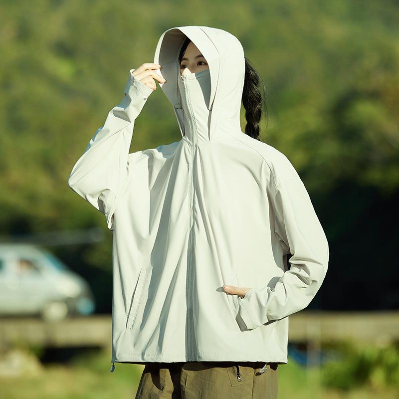 Unisex UV-Protection Hooded Ice Silk Summer Suit with Detachable Features XL