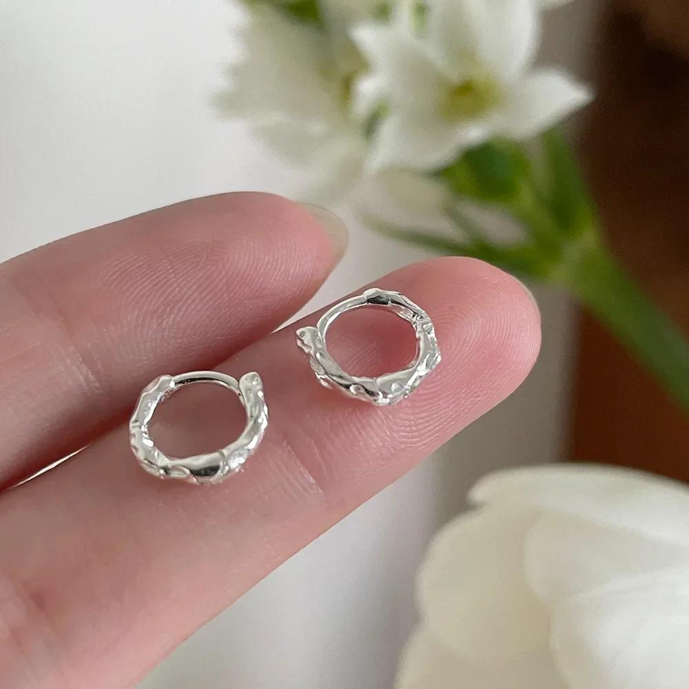 Boucles d'Oreilles Créoles en Argent 925 pour Femmes Élégantes Minimalistes Cercle Rond Pendantes Bijoux Cadeaux de Fête Mariage