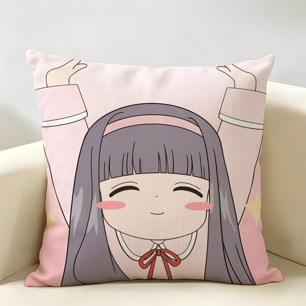 Anime CCardcaptor SSakura Cushion Cover Natural Linen Organic Fabric DoubleSided Printing Room Sofa Decor Pillow Case