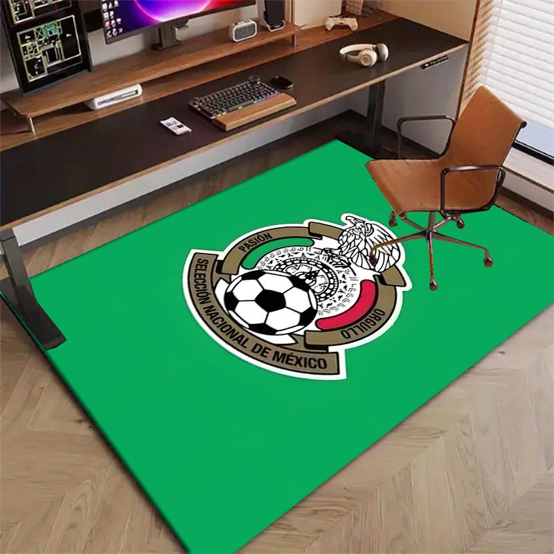 México Football Polyester Carpet, Soft Indoor Mat for Office Chair, Living Room, Computer Desk - Decorative Home Office Rug Design