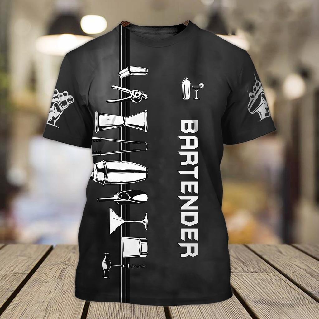 Barista Style Make Coffee 3D Print Summer Men's Round Neck T-shirt Casual Short Sleeve Oversized Pullover Fashion Men Clothing