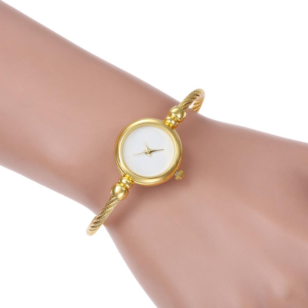 

Ladies Alloy Steel Wire Band Watch With Quartz Movement For Casual Students Gold White