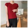Summer Knitted T-Shirt Women Shirts Pullover Crop Tops Short Sleeve Female Elastic Slim Casual Knit Tee Women's T-Shirts