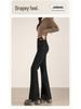 Women's High Waist Patchwork Micro Flare Jeans - 2026 Spring/Summer, Black, Elastic, Slimming Style