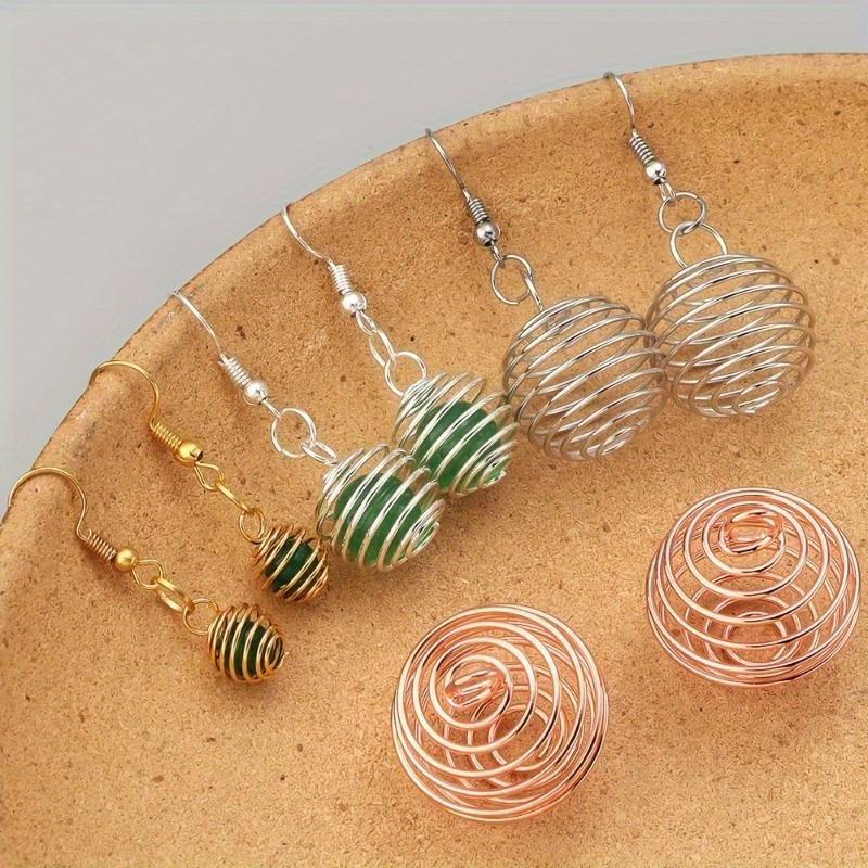 40 pezzi di ciondolo cavo in ferro con sfera a molla sospesa, ciondolo cavo a forma di lanterna con sfera a molla fai da te, accessori per gioielli con ciondolo per orecchini