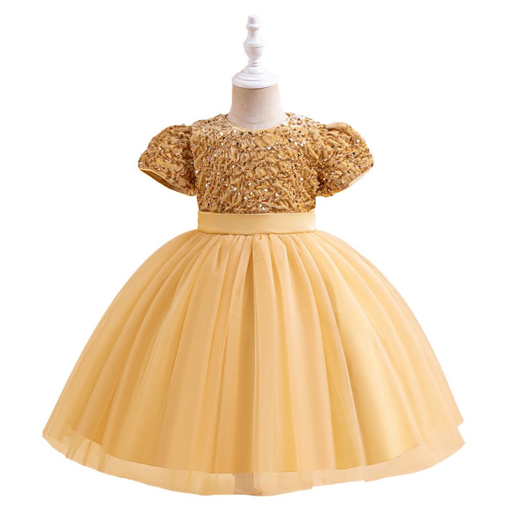 

Girls Sequin Mesh Princess Dress – Formal Flower Girl & Piano Performance Attire Size 150cm