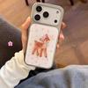 Ins Korean Pink Flower Deer Is Suitable for Apple 16/17Promax Mobile Phone Case IP15 Epoxy Water Condensation 14 Cute 13