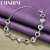 CHSHINE 925 Sterling Silver Heart Color Crystal Chain Bracelet For Women Wedding Fashion Jewelry