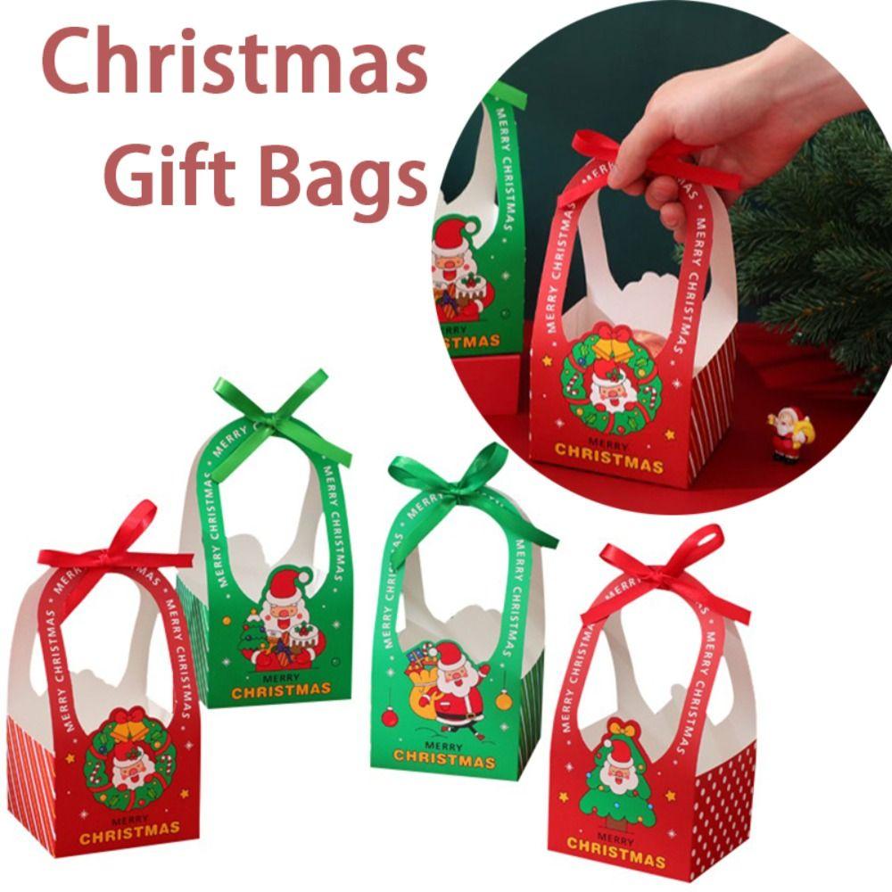 

5PCS Handheld Gift Box Merry Christmas Cookie Food Packaging Christmas Party Decoration