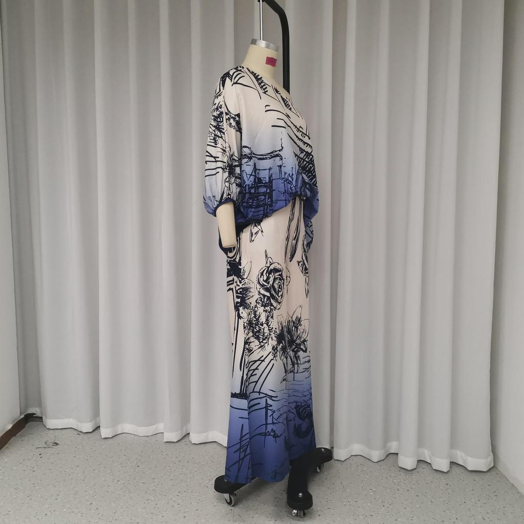 2023 Europäische & Amerikanische Damen Herbstmode Print Locker Zweiteiliges Set