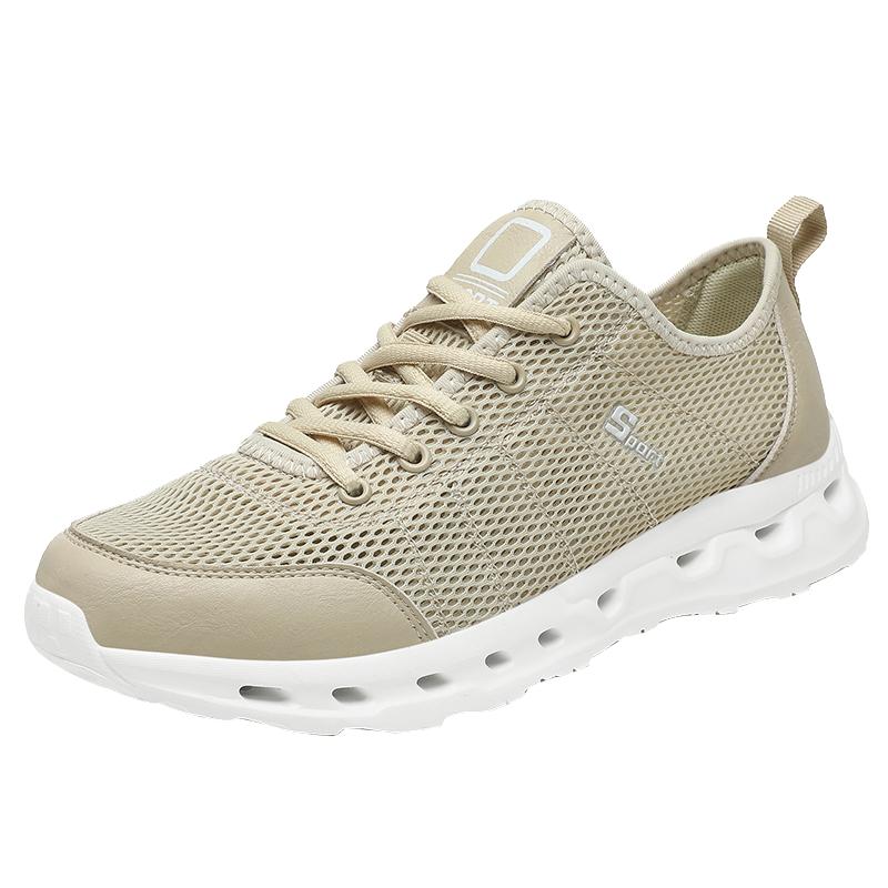 Bequeme Herren-Gehschuhe Gedämpfte Fußgewölbeunterstützung Turnschuhe Atmungsaktives Mesh Freizeitkleidung Schwarz Grau