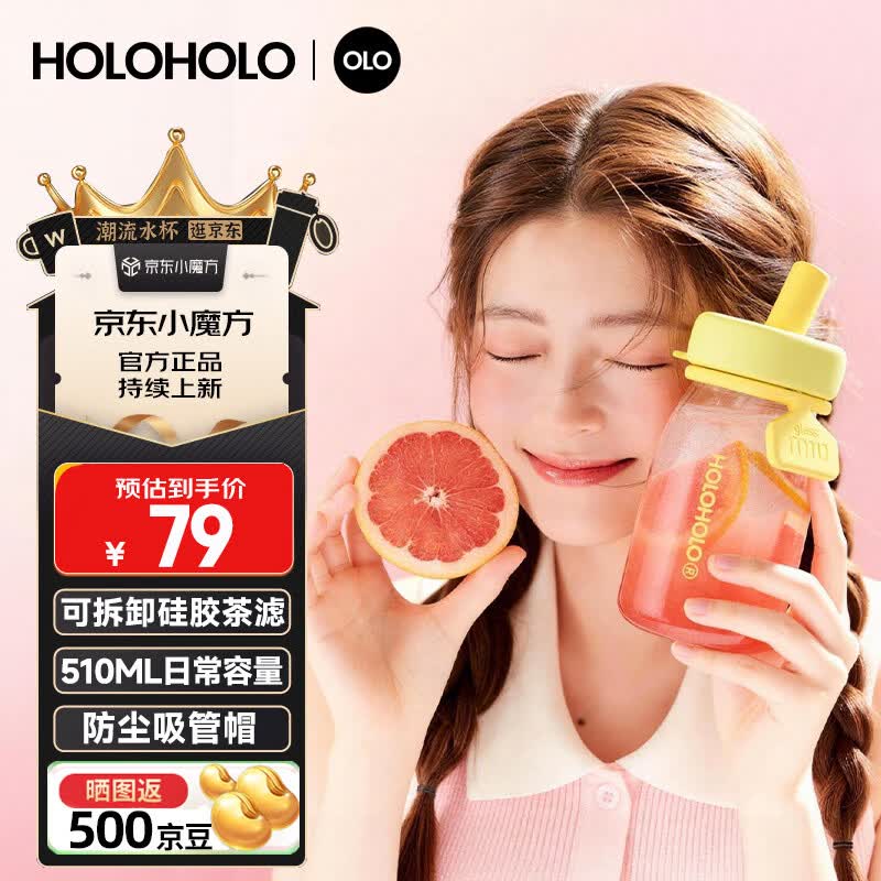 HOLOHOLO High Borosilicate Glass Tumbler with Straw