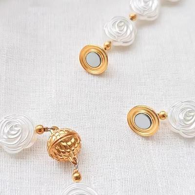Set of 2 No Drilling Magnetic Rose Flower Beads Curtain Clip Elegant Window Drapery Tiebacks Holdbacks Home Decoration