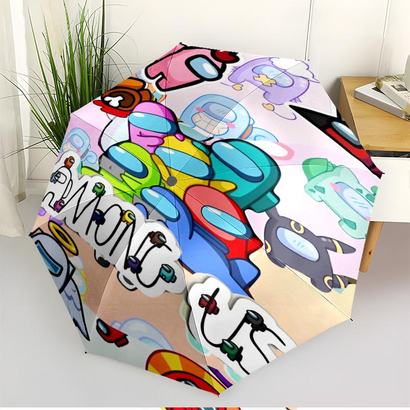 Among Us Print Automatic Open Close Umbrella, Portable Foldable Umbrella, for Outdoor Commute Camping Trip, Ideal Birthday Gift