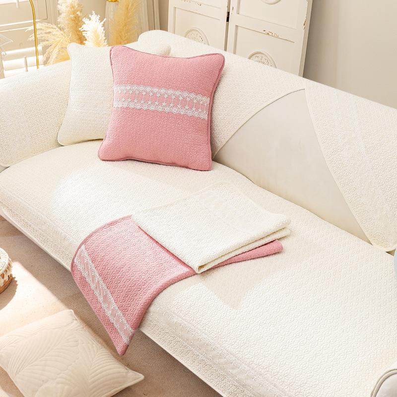 Cuscino per Divano in Puro Cotone Stile Rustico Quattro Stagioni Universale Antiscivolo Cuscini Semplice Set Copertura Copertura Panno Asciugamano