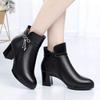 Mom winter shoes high heels short boots 2025 autumn new thick heel thick sole velvet warm women's versatile cotton boots