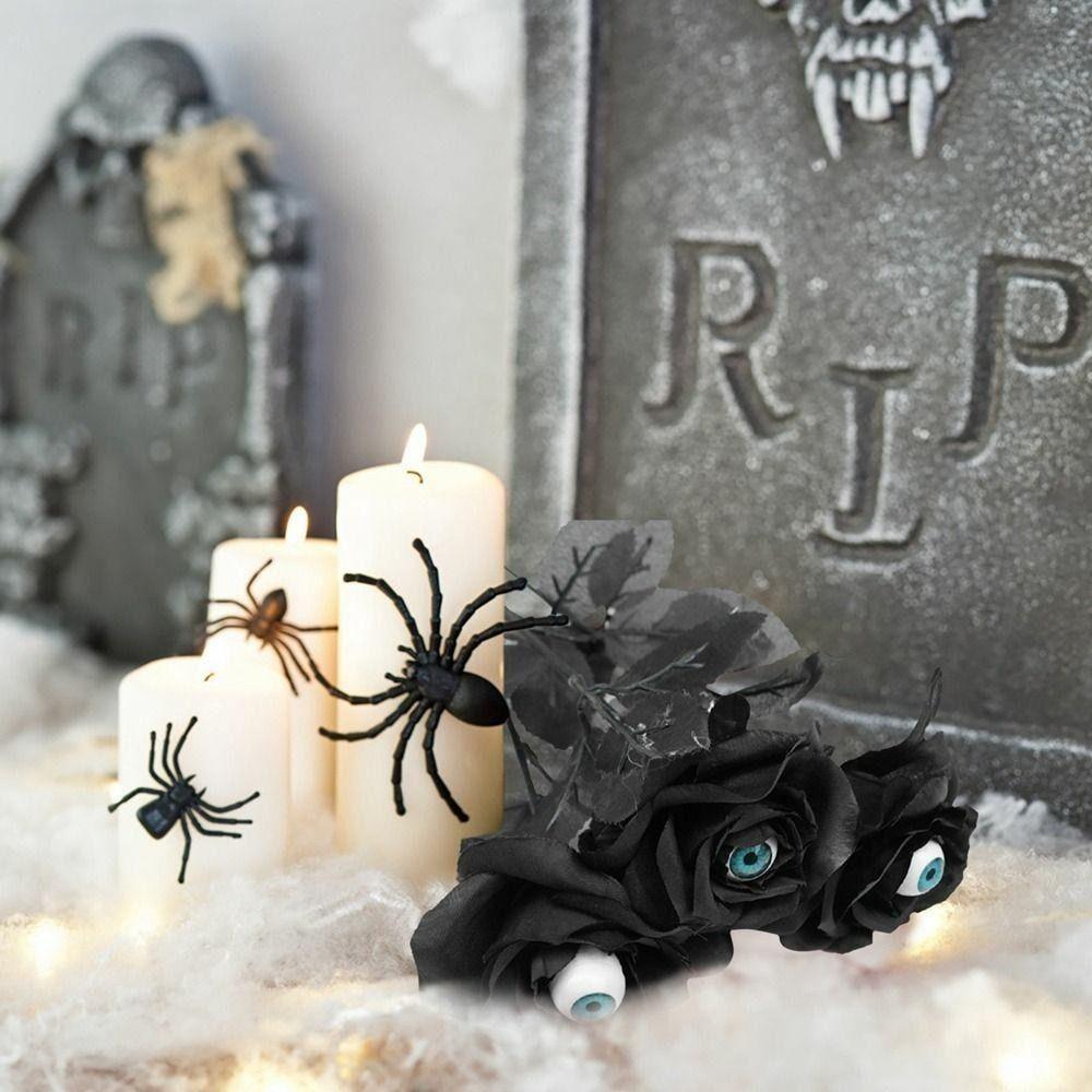 Simulation Eyeball Fake Flower Handmade Artificial Black Rose Halloween Eyeball Rose  Wedding