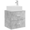 Bathroom Furniture Set 4 Pcs Concrete Grey Engineered Wood and Glass
