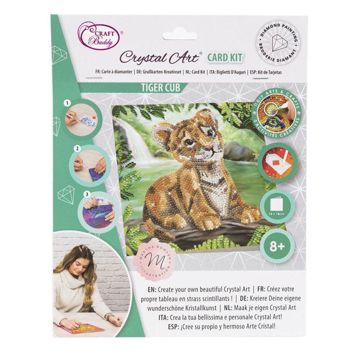 CRYSTAL ART Kit Card Diamond Embroidery 18x18cm Baby Tiger