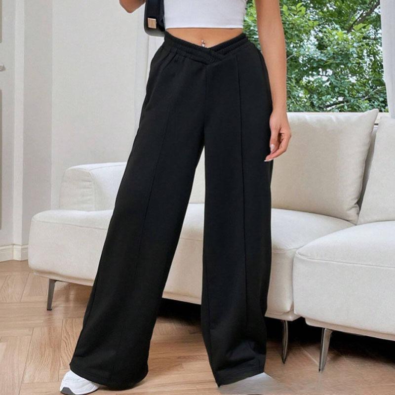 

Женские свободные повседневные брюки, удобные домашние штаны, однотонные повседневные спортивные брюки с широкими штанинами 822 XXL чёрный