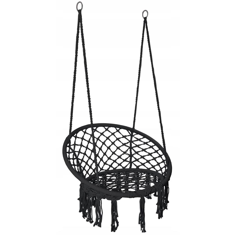 Stork's Nest Swing Hanging Chair Garden Boho for Home Garden 120cm Black