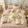 Korean Style Lace Skin-Friendly Double Layer Gauze Printed Bedding Set - Three or Four Pieces 