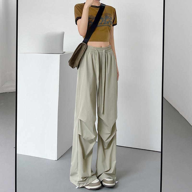 Summer Sports Pants Women's Summer Thin Casual Cargo Pants Wide Leg High Waist Quick Drying Pants Women's Fashion Pants