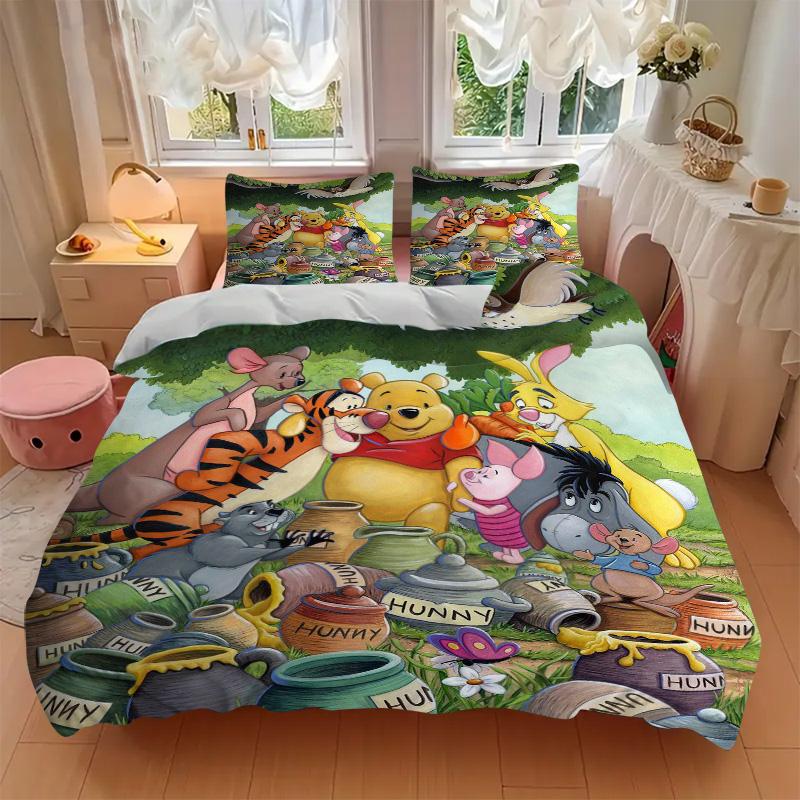 Pooh Friends Acre Wood Print 3Pcs Bedding Setduvet Cover With 2 Bedropillowcase Home Birthday Gift