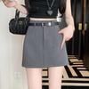 2025 Spring/Summer Women's High Waist Gray A-Line Suit Skirt with Slimming Safety Shorts