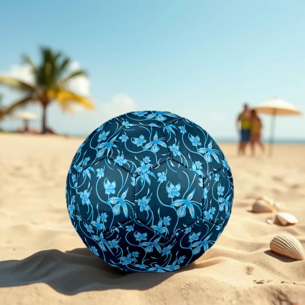 1PC Blue Floral Soccer Ball Size 5 Football Machine Sewn Indoor/Outdoor Universal Football Gift W43