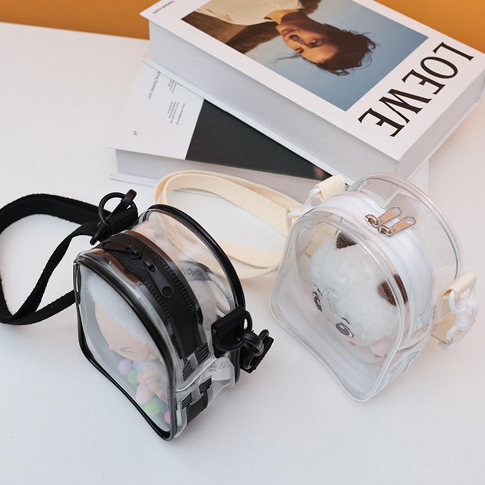 For 17cm Labubu V2 V3 15cm Cotton Doll Outfit Crossbody Pain Bag PVC Storage Bag Dolls Display Bag