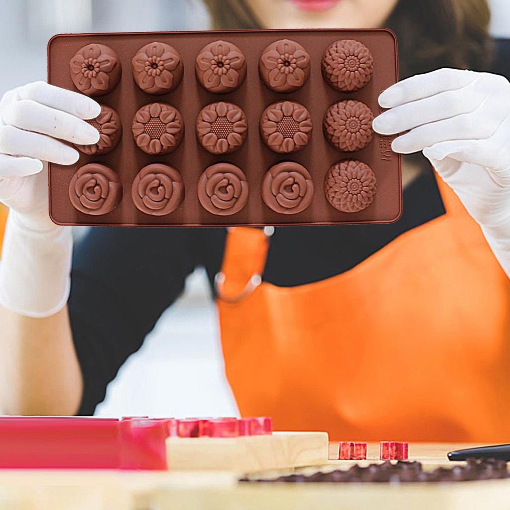 1pc Chocolate Flower Molds Reusable Silicone Cake Chocolate Candy Fondant Mold Durable Candy Mould for Baker Ice Butter